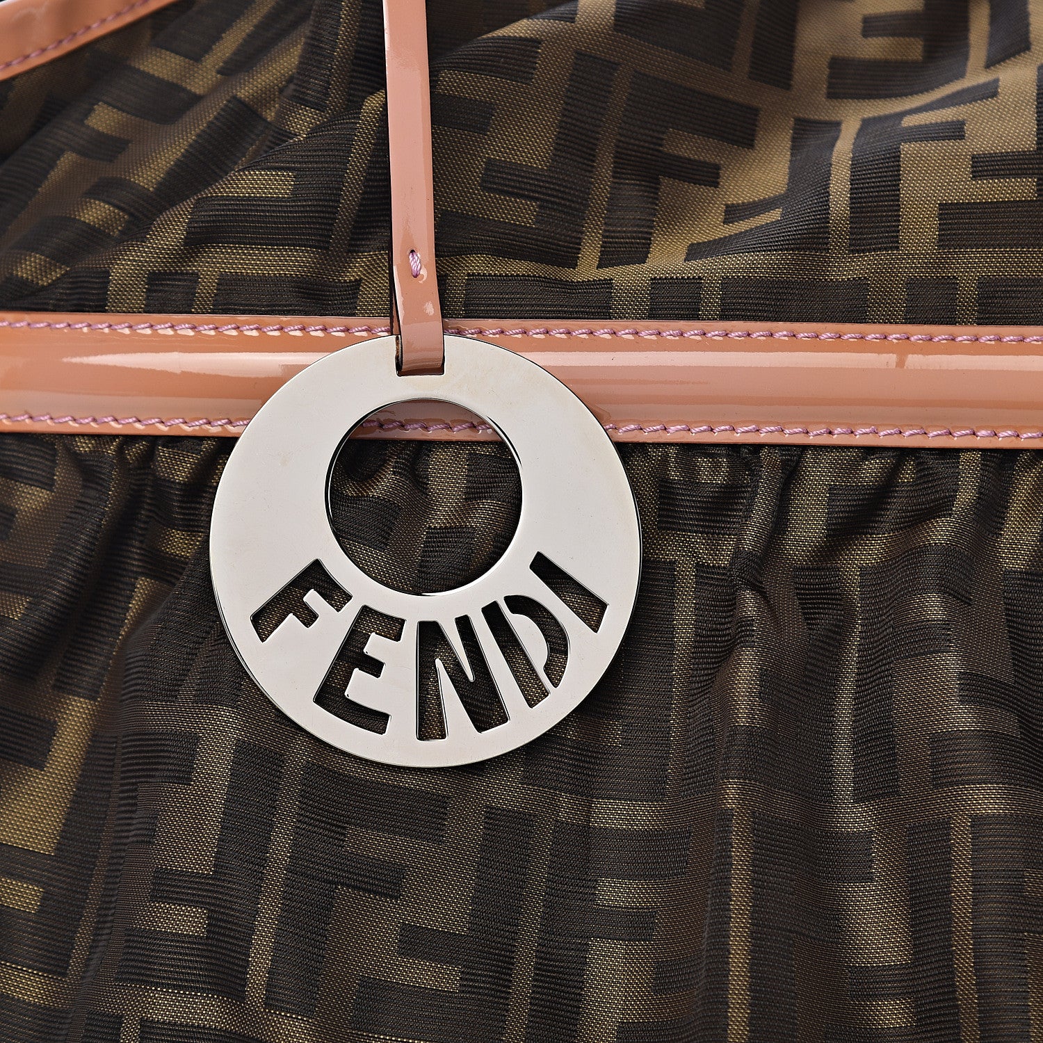 Fendi Nylon Patent Zucca Large Chef Shopper Tote Tobacco Pink 10 of 10