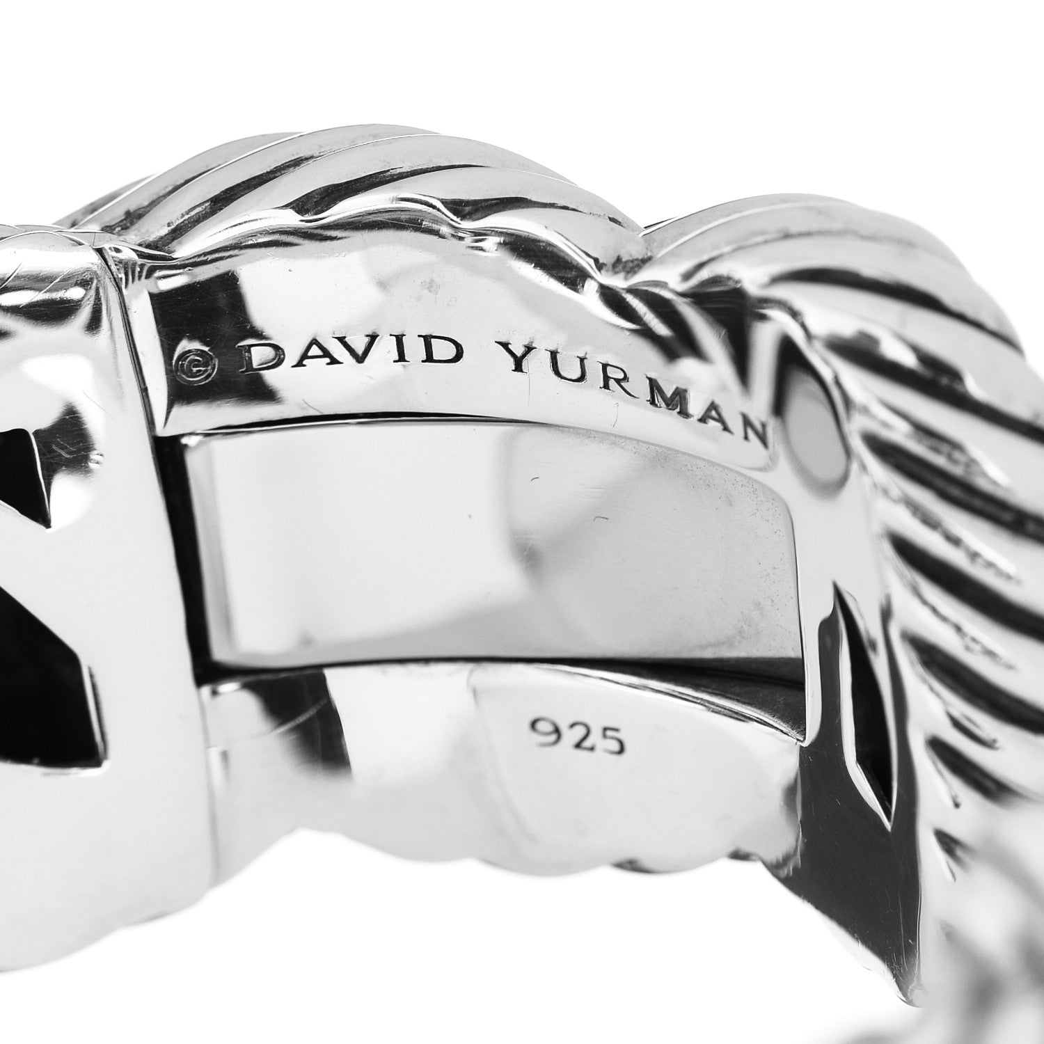 David Yurman Stainless Steel Sterling Silver Woven Cable Cuff Bracelet 4 of 4