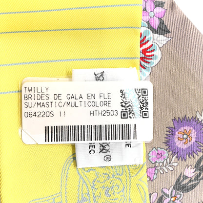 Hermes Silk Brides de Gala en Fleurs Twilly Mastic Multicolor 3 of 5