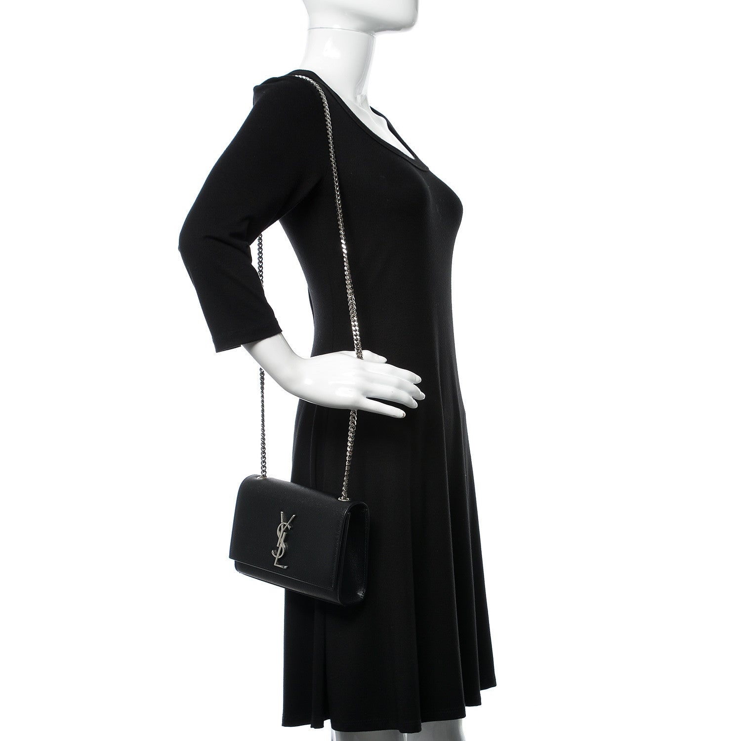 Saint Laurent Grain De Poudre Small Monogram Kate Satchel Black 2 of 9