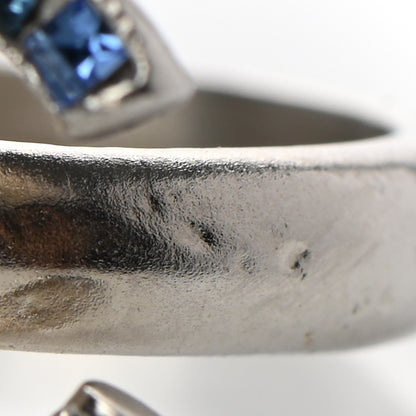 Chanel Crystal Baguette CC Ring 6 Blue Silver 7 of 7