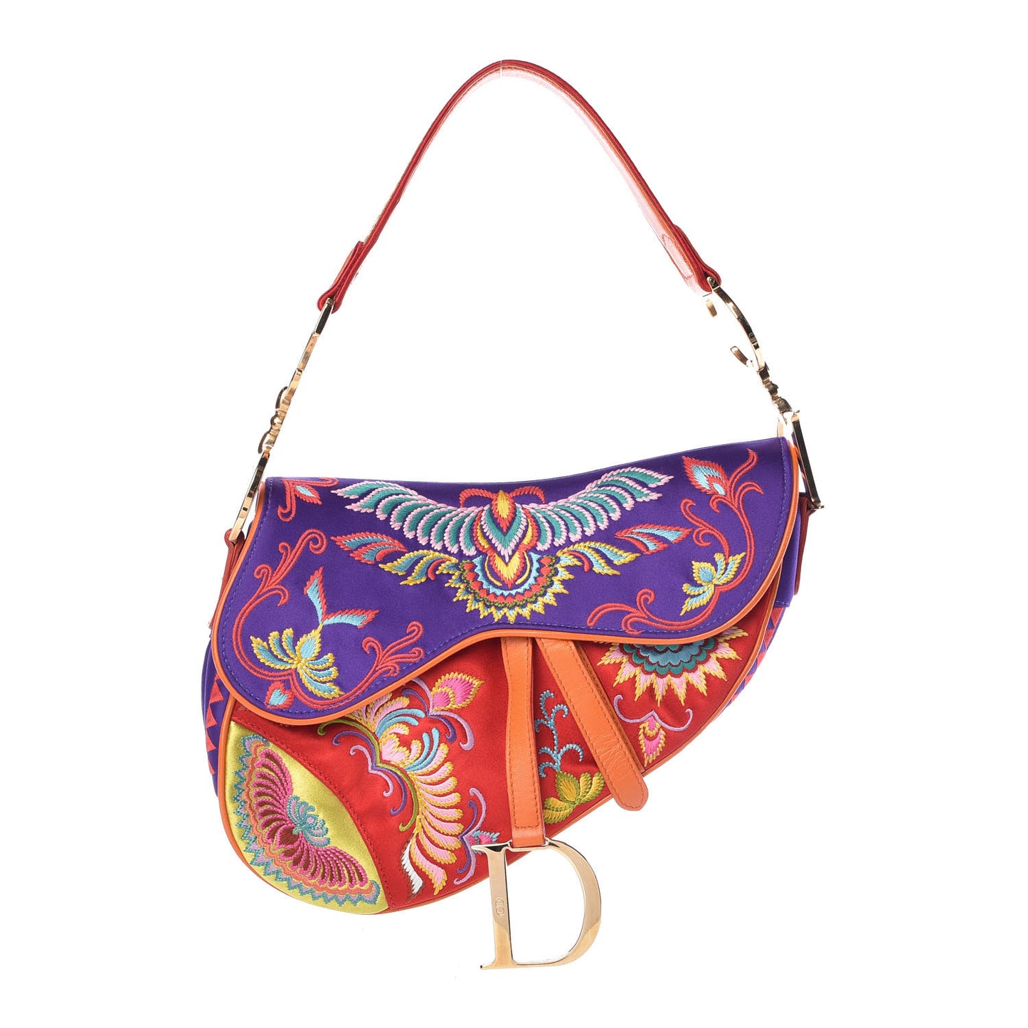 Silk Embroidered Saddle Bag Multicolor