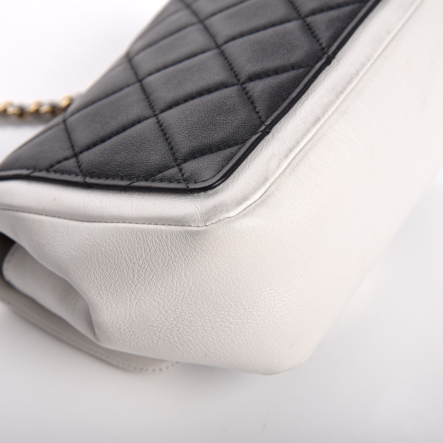 Chanel Calfskin Quilted Graphic Mini Flap Bag Black White 8 of 11