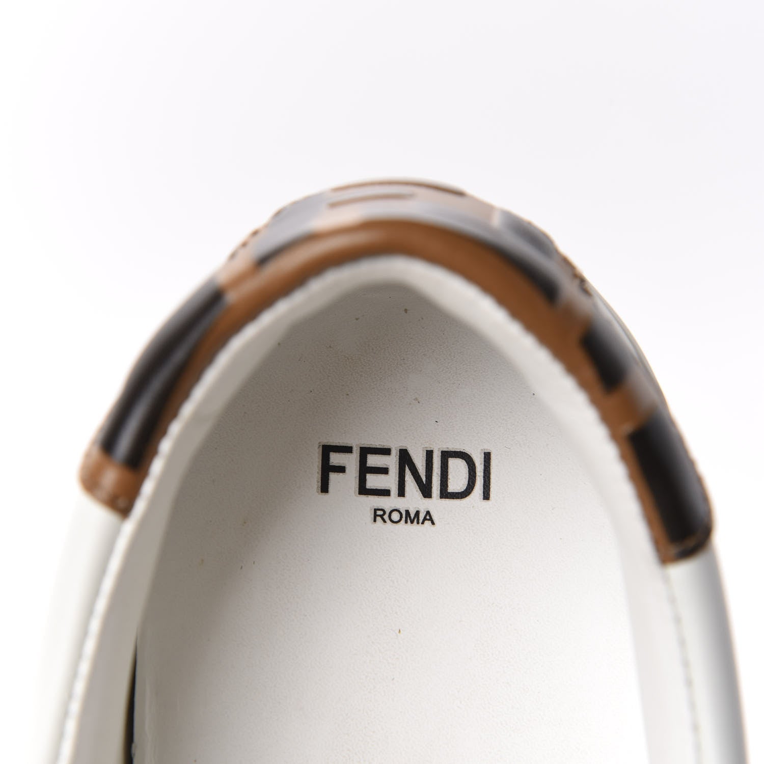 Fendi Vitello FF Embossed Womens Slip On Sneakers 38.5 White Tobacco Moro 7 of 15