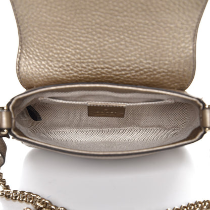 Gucci Metallic Pebbled Calfskin Small Soho Flap Crossbody Golden Beige 5 of 7