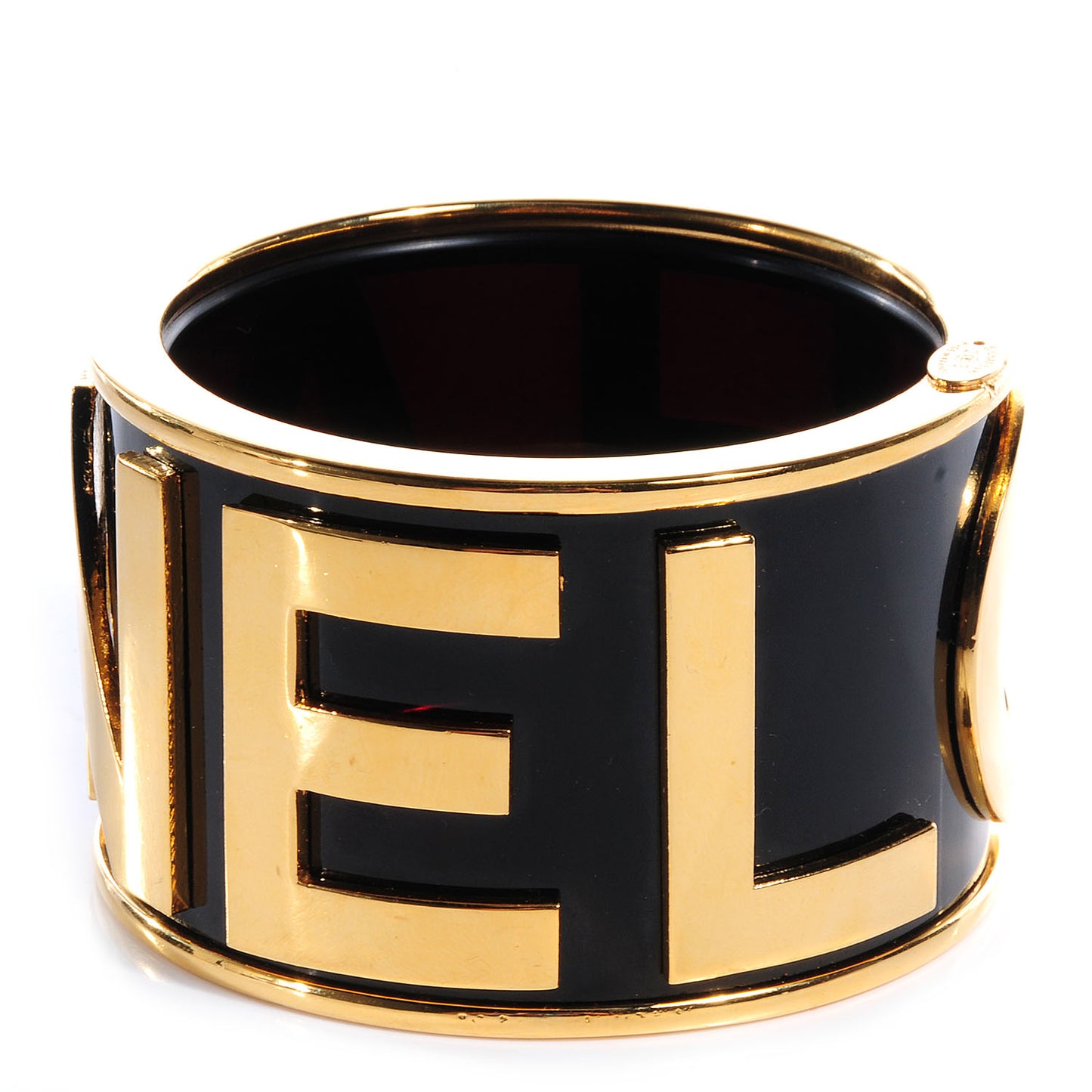 Resin Logo Wide Bangle Black Gold