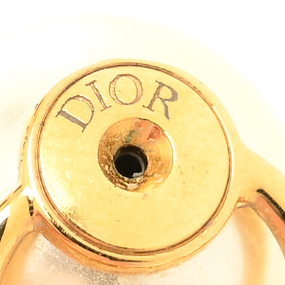 Christian Dior Pearl Crystal Tribal Logo Charms Earrings Gold 3 of 4