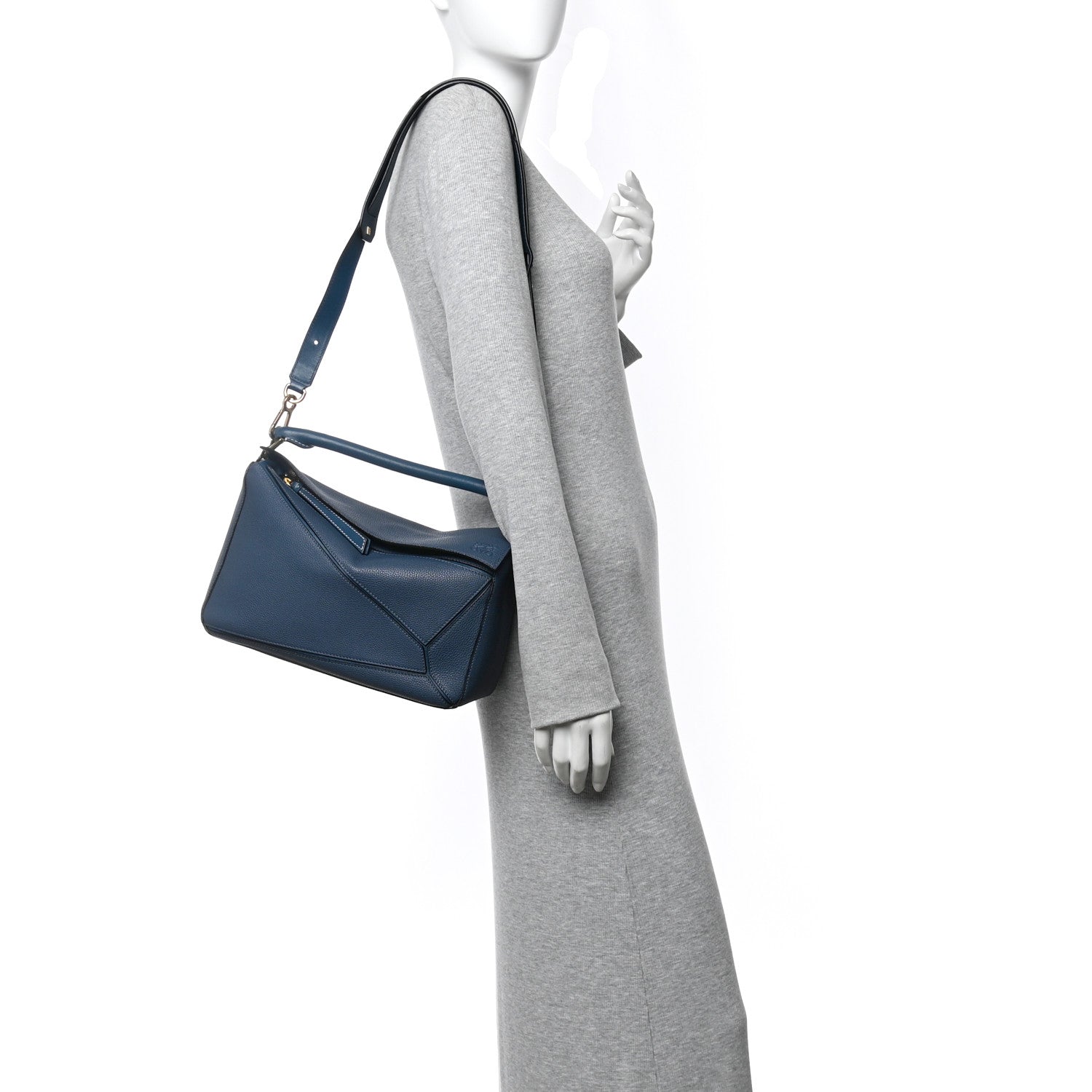 Loewe Calfskin Medium Puzzle Bag Dark Blue 2 of 9