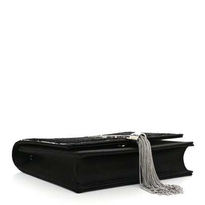 Saint Laurent Satin Sequins Classic Monogram Kate Tassel Chain Wallet Black 4 of 9