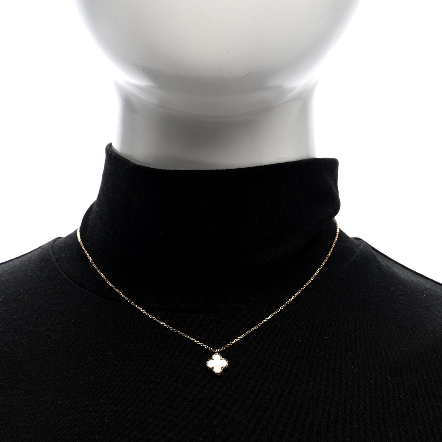 Van Cleef & Arpels 18K Yellow Gold Mother of Pearl Sweet Alhambra Pendant Necklace 2 of 4