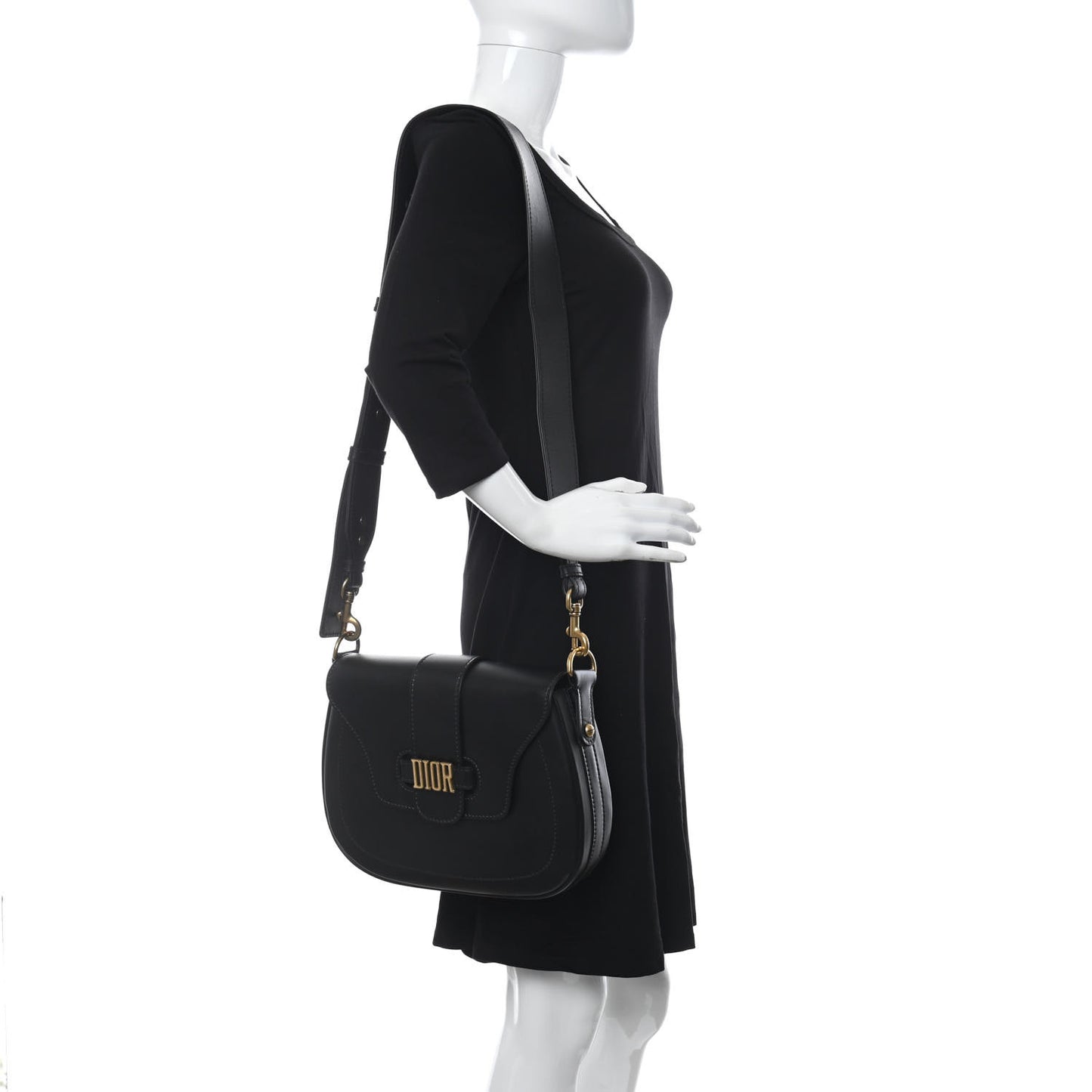 Calfskin D Fence Saddle Bag Black