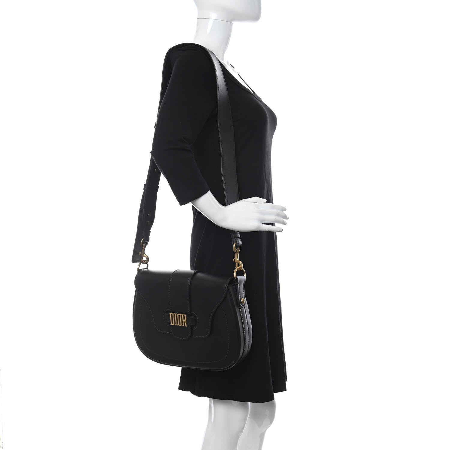 Christian Dior Calfskin D Fence Saddle Bag Black 2 of 11