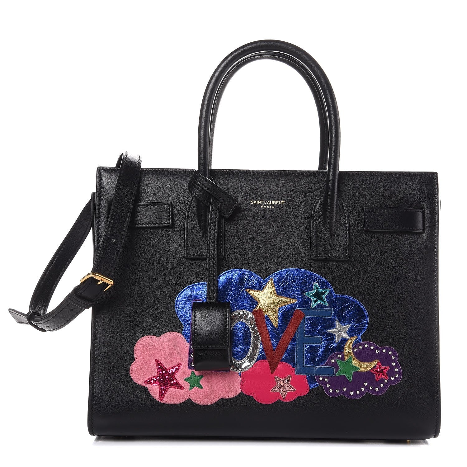 Saint Laurent Calfskin Love Patchwork Baby Sac De Jour Black 1 of 7