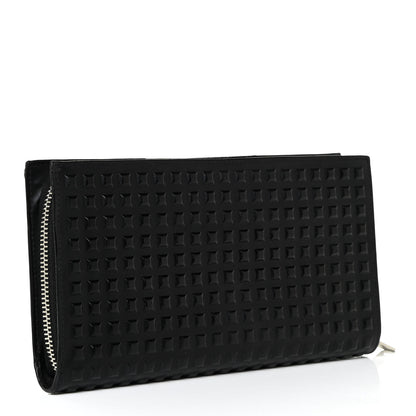 Balenciaga Calfskin Grid Embossed Zip Around Wallet Black 3 of 18