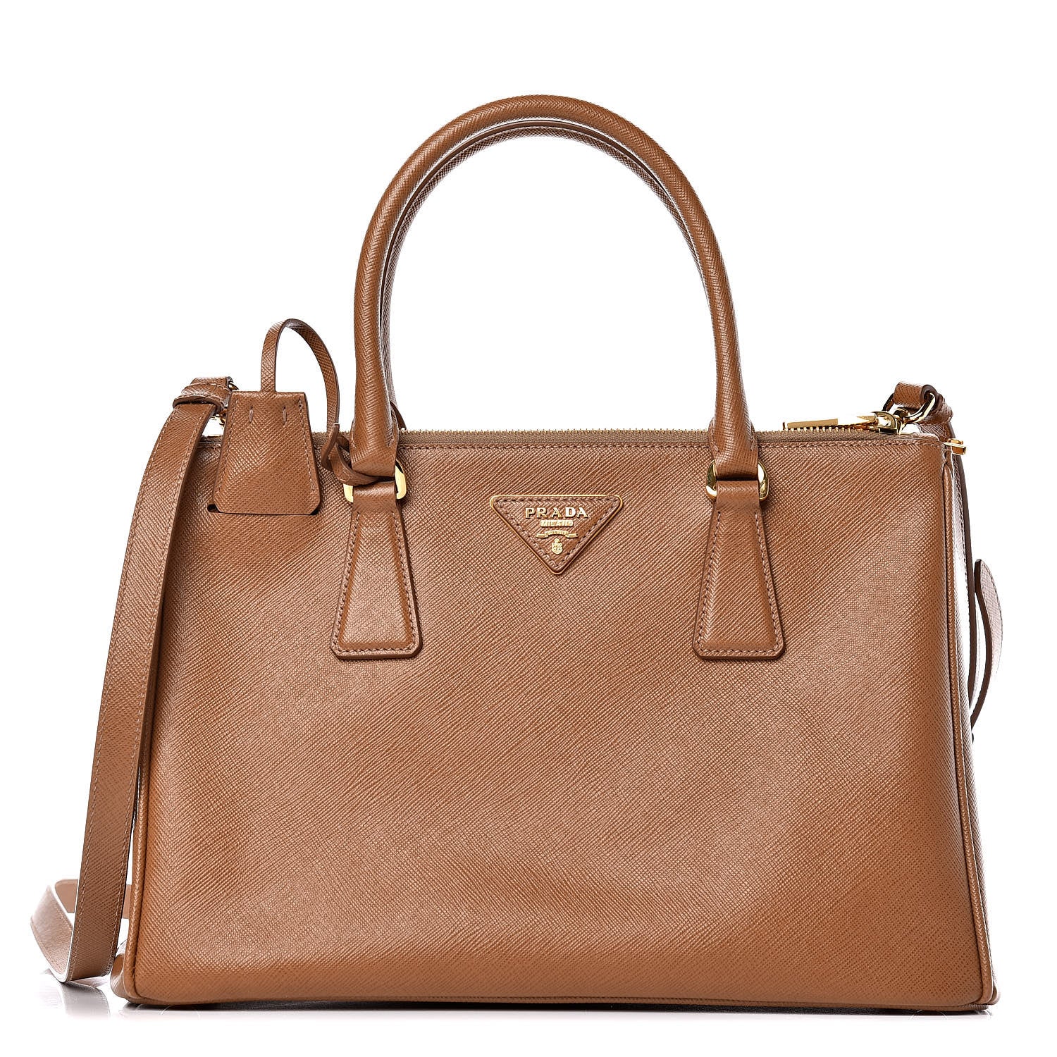 Prada Saffiano Small Galleria Double Zip Tote Caramel 1 of 9