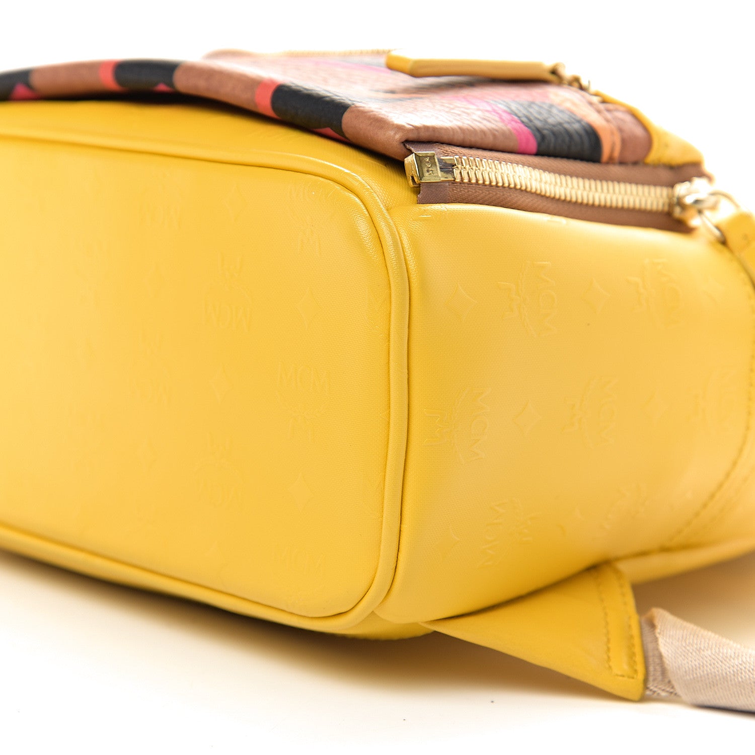 MCM Coated Canvas Diamond Print Small Backpack Yellow 7 of 8
