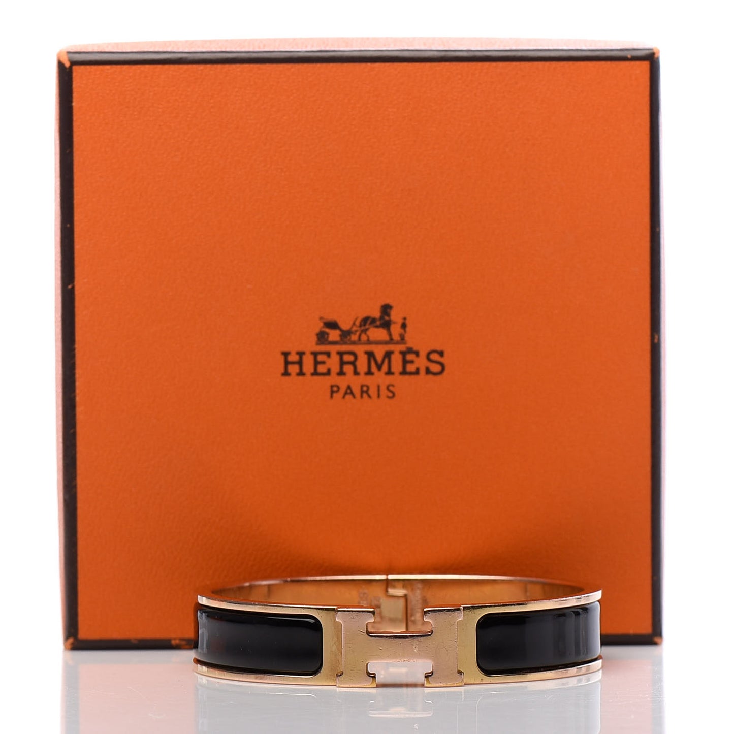 Enamel Narrow Clic Clac H Bracelet PM Black