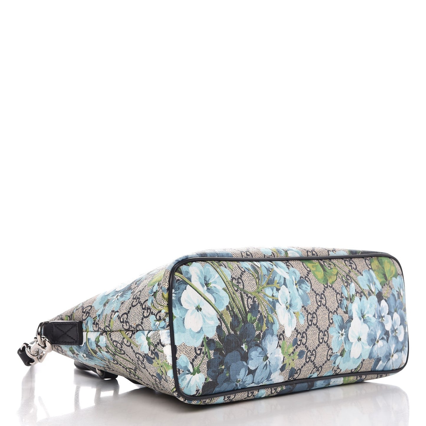 GG Supreme Monogram Blooms Small Zippered Tote Blue