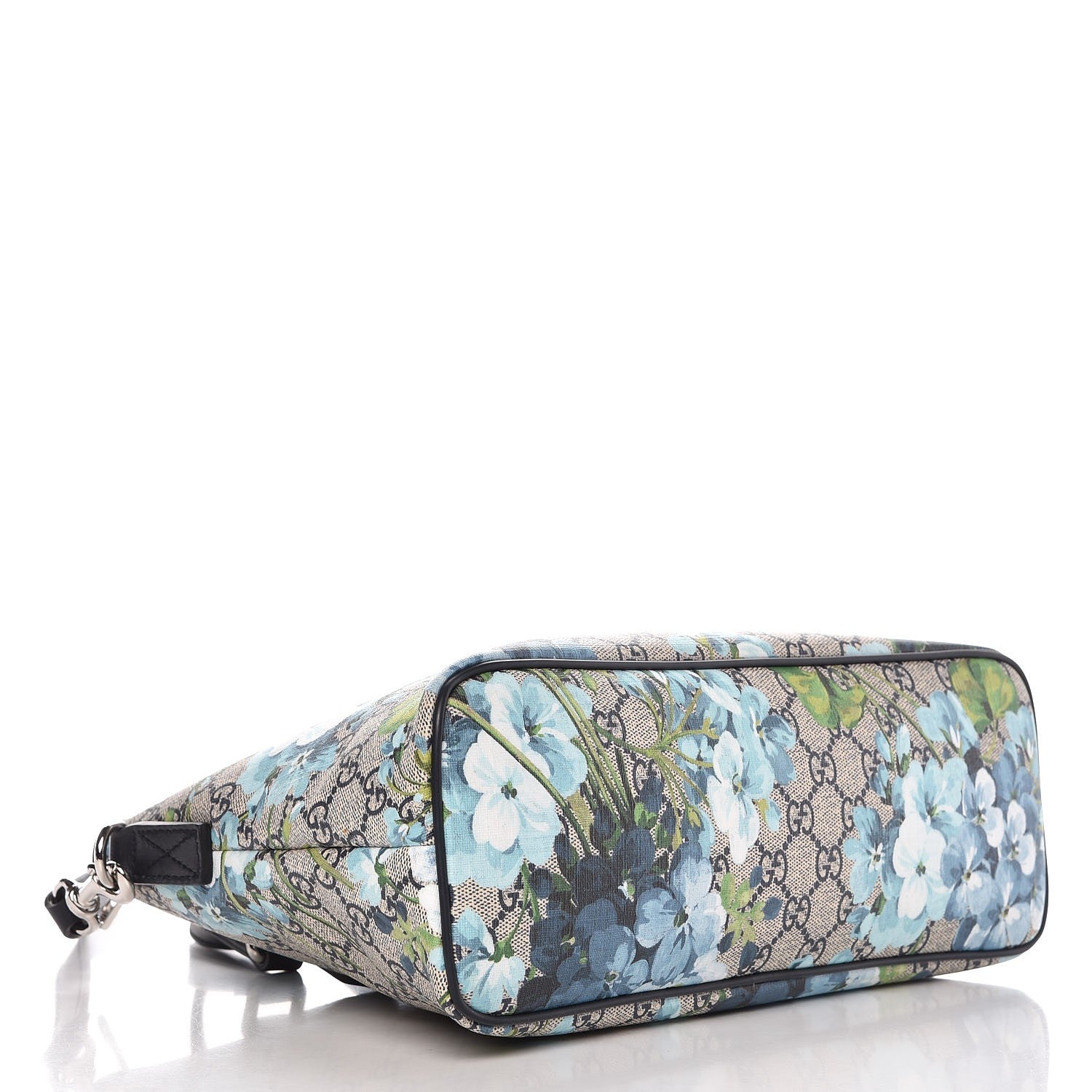 Gucci GG Supreme Monogram Blooms Small Zippered Tote Blue 5 of 11
