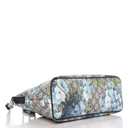 Gucci GG Supreme Monogram Blooms Small Zippered Tote Blue 5 of 11