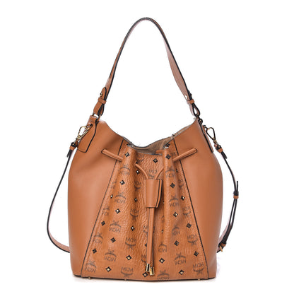 MCM Visetos Studded Drawstring Bag Cognac Gold 1 of 14
