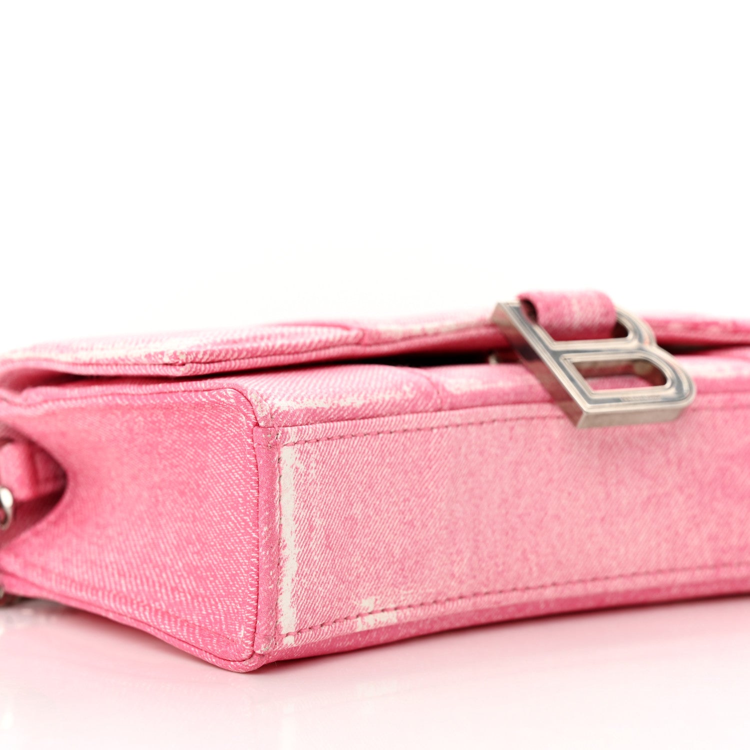 Balenciaga Nappa Denim Printed Hourglass Chain Bag Denim Pink 8 of 10