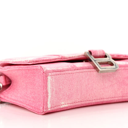 Balenciaga Nappa Denim Printed Hourglass Chain Bag Denim Pink 8 of 10