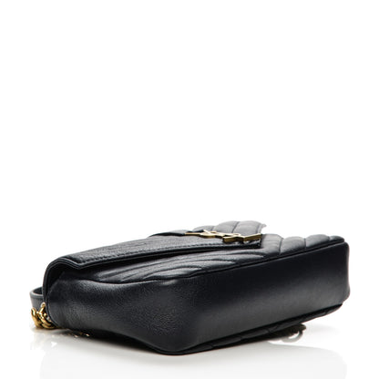 Saint Laurent Sheepskin Matelasse Chevron Monogram College Chain Wallet Deep Marine 4 of 6