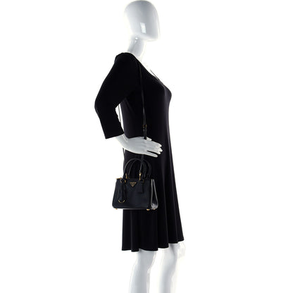 Prada Saffiano Lux Micro Galleria Double Zip Tote Black 5 of 12