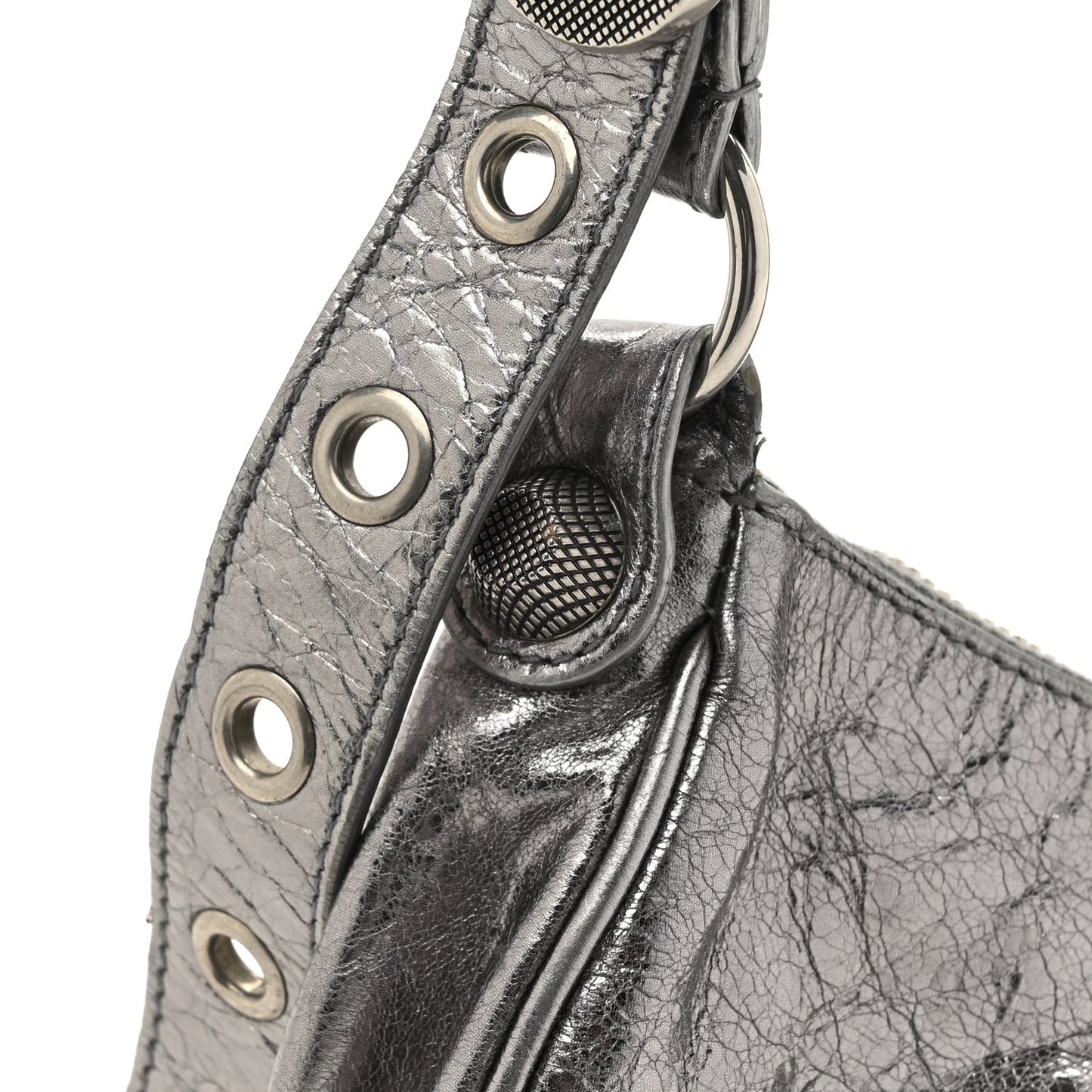 Metallic Agneau Arena Le Cagole Shoulder Bag XS Silver