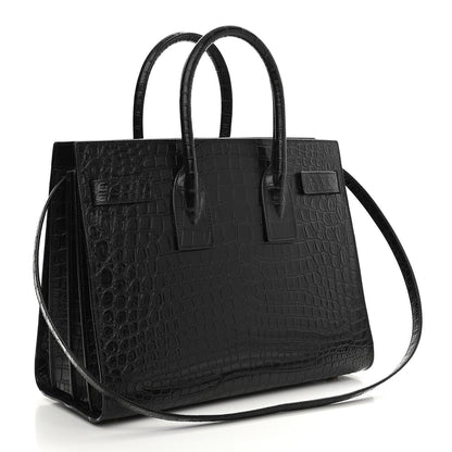 Saint Laurent Calfskin Crocodile Embossed Small Sac de Jour Black 3 of 15