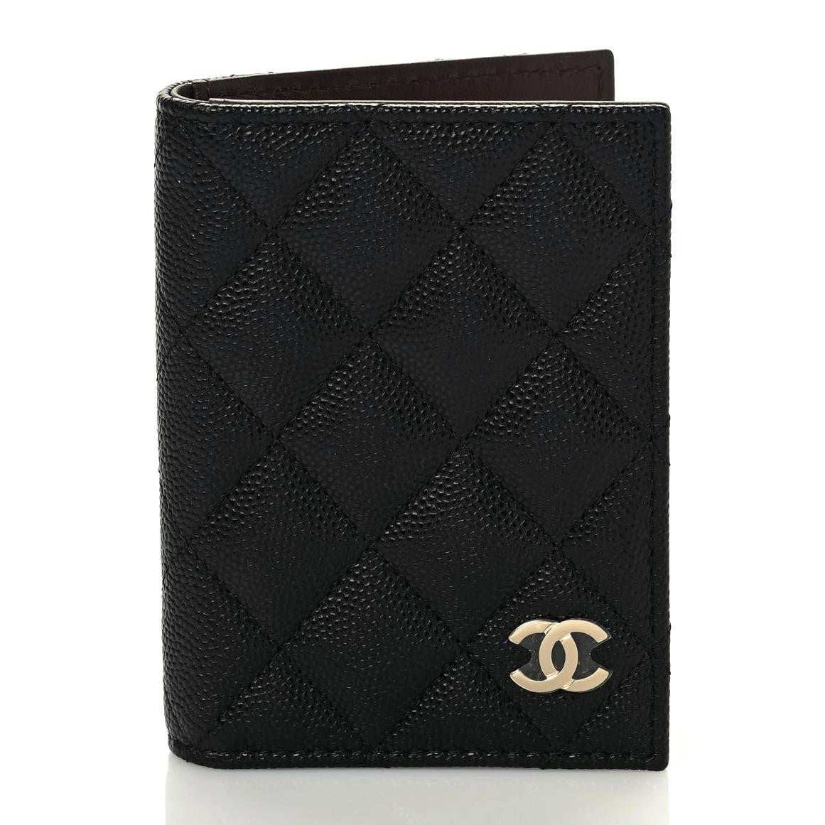 Caviar Quilted Card Holder Wallet Black