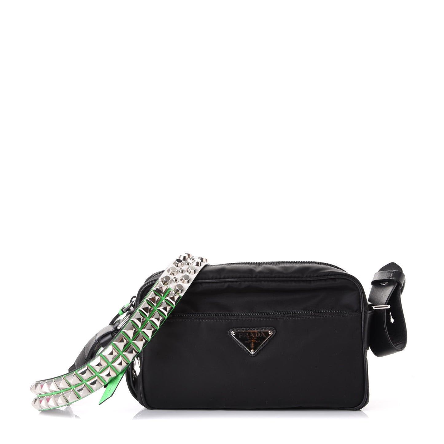 Tessuto Nylon Studded New Vela Shoulder Bag Black Verde