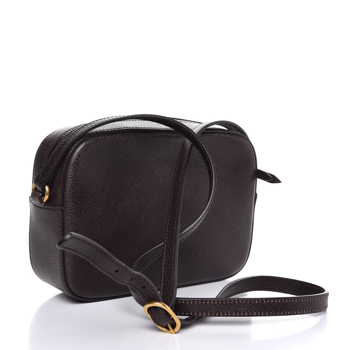 Textured Calfskin Web Small Webby Bee Shoulder Bag Brown Coffee