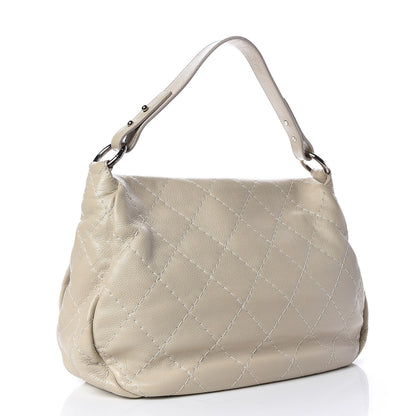 Chanel Glazed Calfskin XL On The Road Flap Ivory 3 of 13