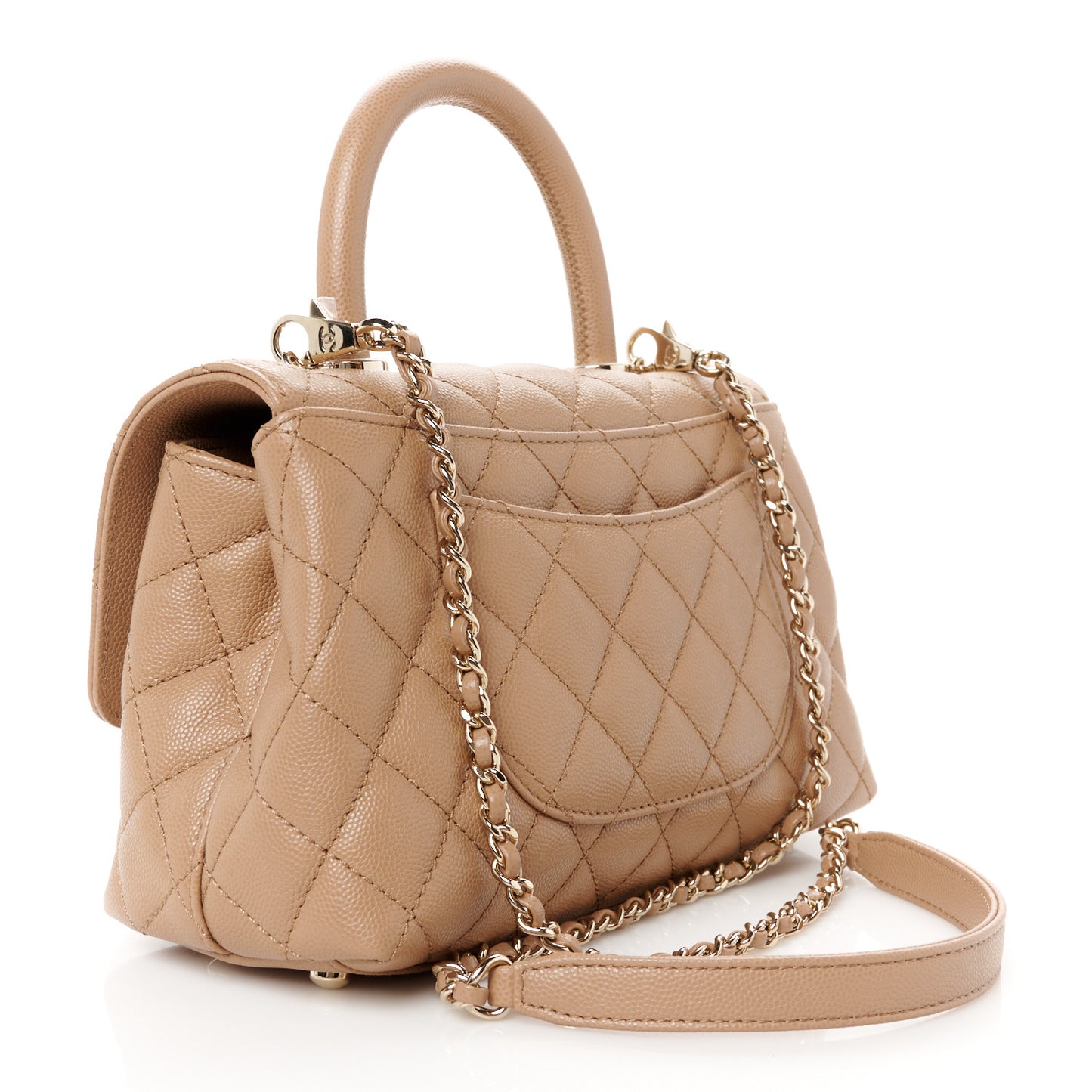 Caviar Quilted Mini Coco Handle Flap Brown