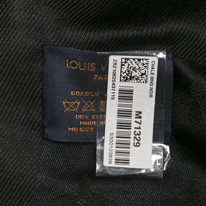 Louis Vuitton Silk Wool Monogram Shawl Black 3 of 3