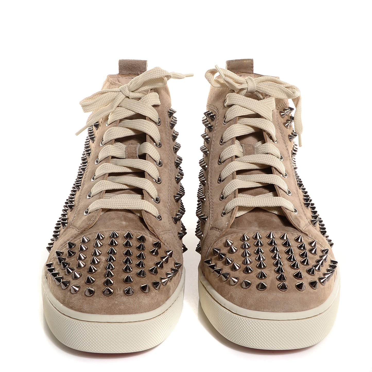 Mens Suede Louis Spikes Flat Sneakers 45.5 Beige