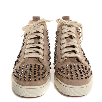 Christian Louboutin Mens Suede Louis Spikes Flat Sneakers 45.5 Beige 2 of 5