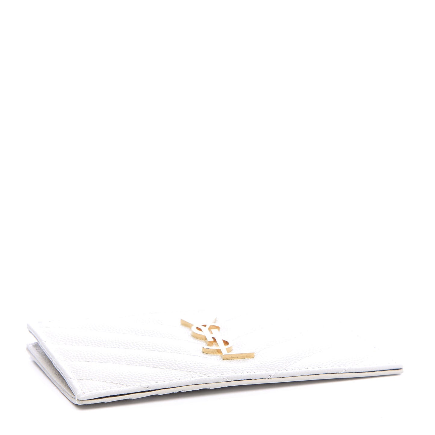 Grain De Poudre Matelasse Chevron Monogram Fragments Zippered Card Case White