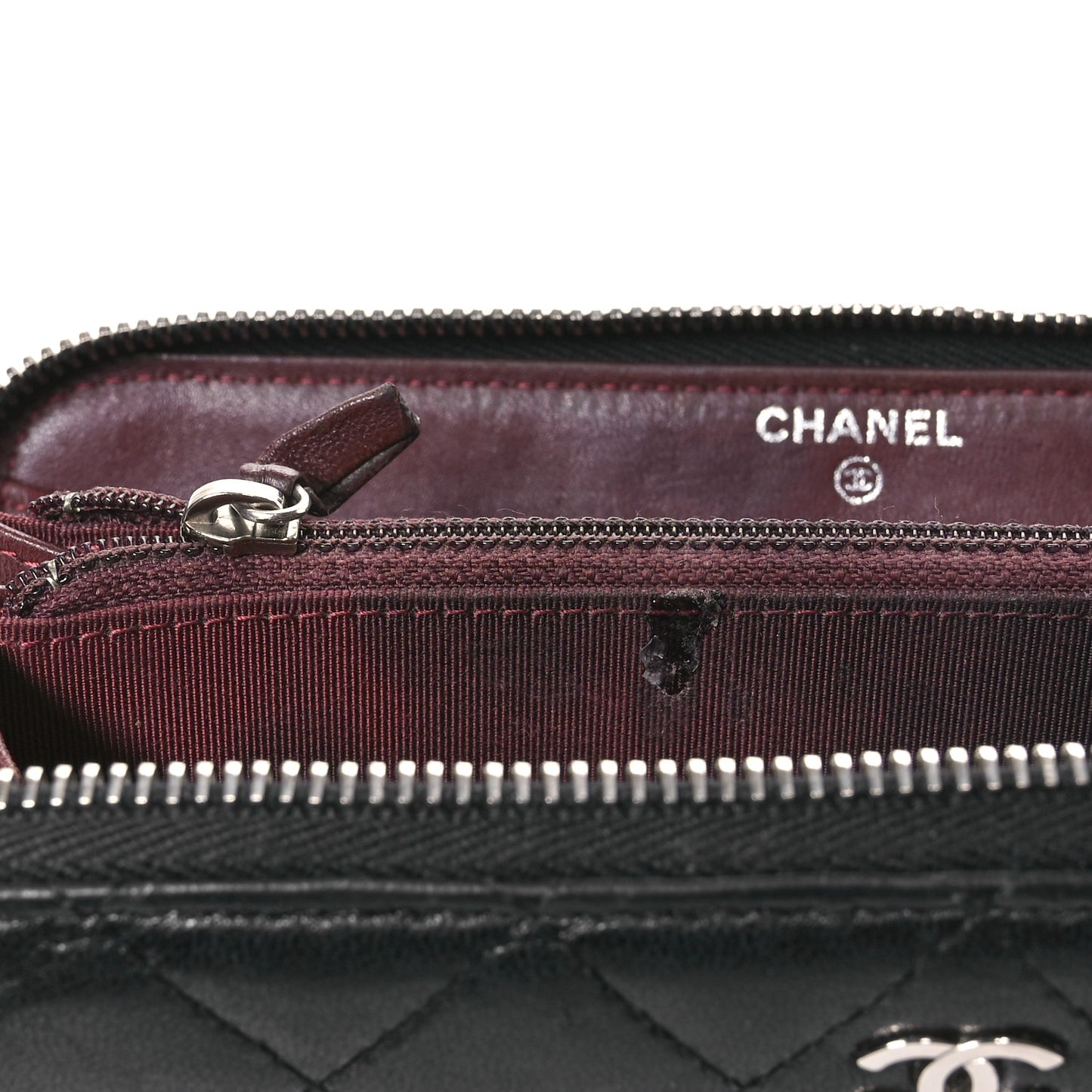Lambskin Quilted Large Gusset Zip Around Wallet Black