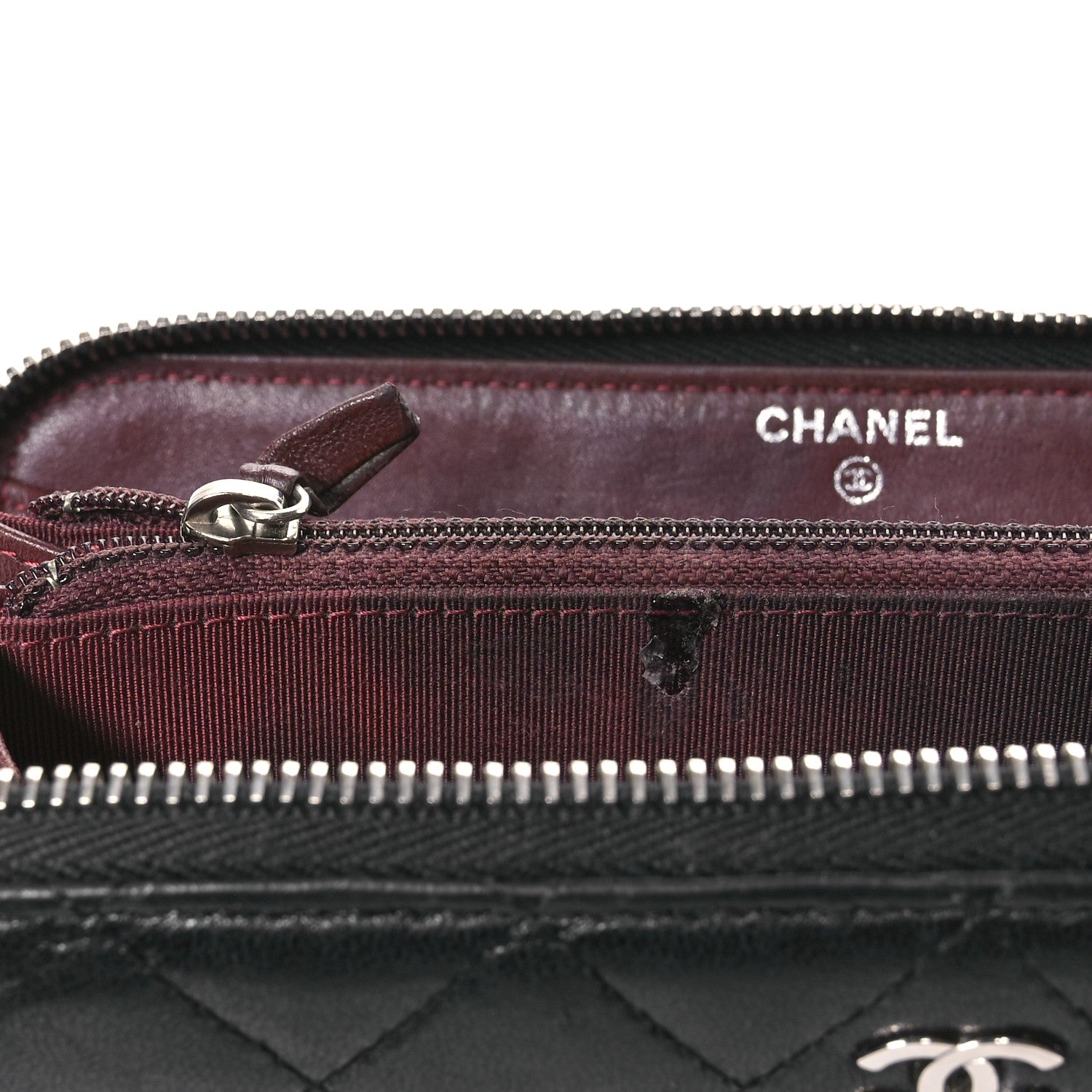 Chanel Lambskin Quilted Large Gusset Zip Around Wallet Black 9 of 11