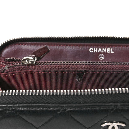 Chanel Lambskin Quilted Large Gusset Zip Around Wallet Black 9 of 11