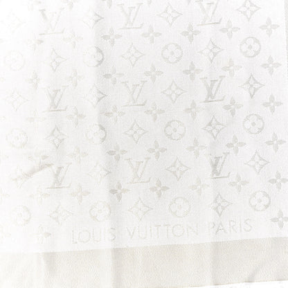 Louis Vuitton Silk Wool Monogram Shine Shawl White 2 of 3