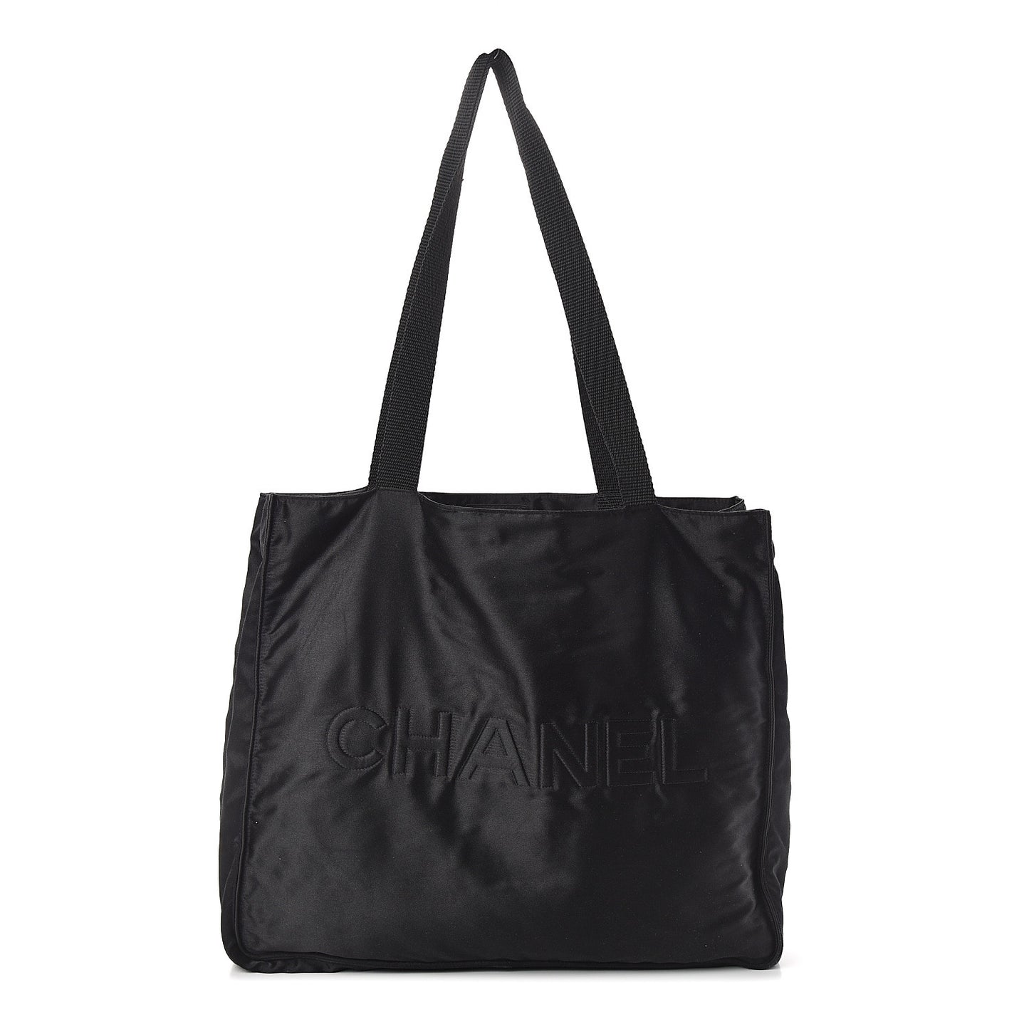 Satin Shopping Tote Black