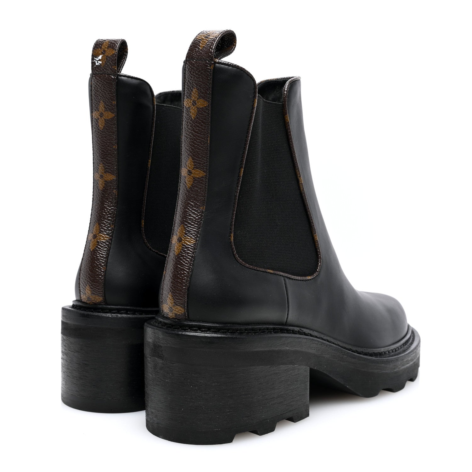 Louis Vuitton Calfskin Monogram Beaubourg Ankle Boots 39 Black 4 of 8