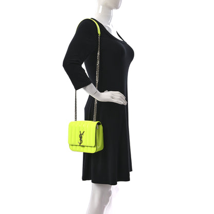 Saint Laurent Patent Matelasse Monogram Small Vicky Chain Bag Neon Yellow 2 of 10