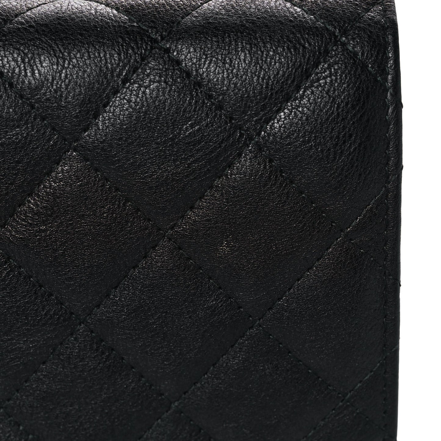 Crumpled Calfskin Quilted Wallet On Chain WOC So Black