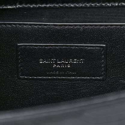 Saint Laurent Calfskin Crocodile Embossed Medium Classic Monogram Kate Tassel Satchel Black 6 of 10