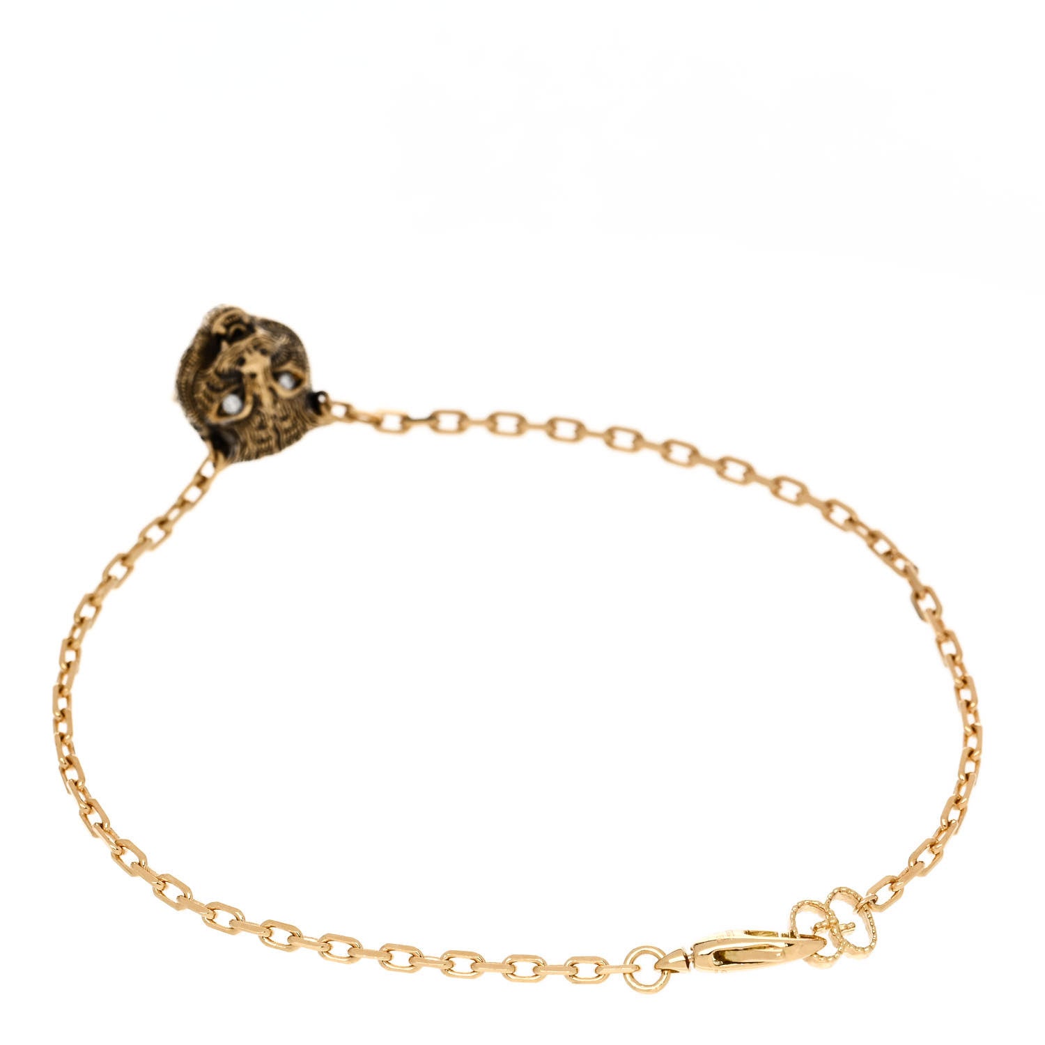 Gucci 18K Yellow Gold Diamond Pink Opal Le Marche des Merveilles Feline Bracelet 2 of 6